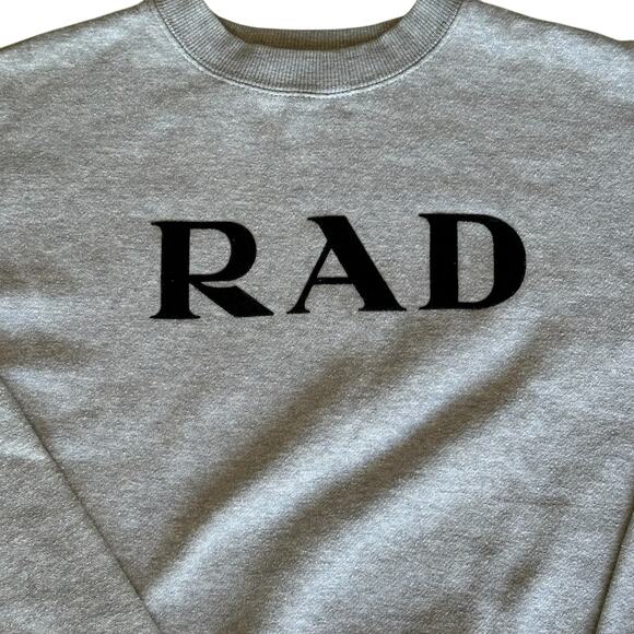 Womens Cropped Sweater Size Small "RAD" Gray - Picture 2 of 7